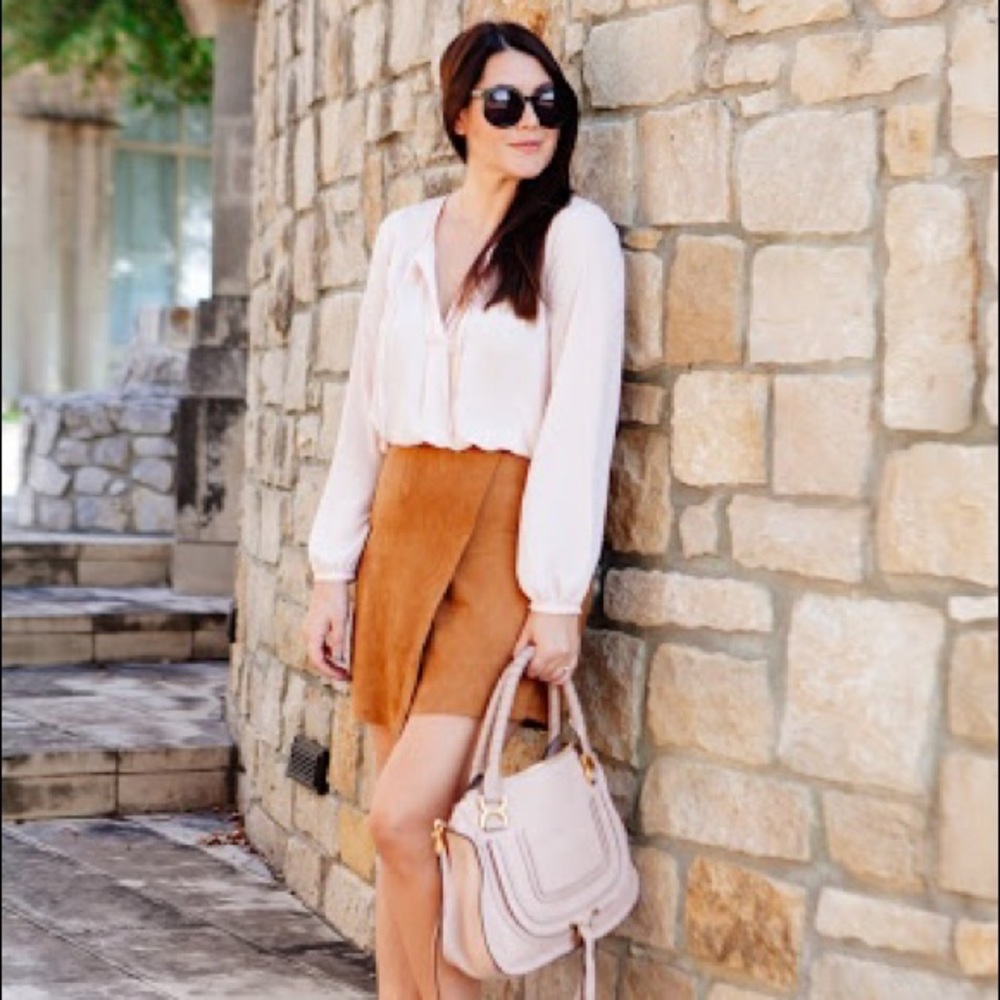Chelsea 28 tan suede wrap skirt